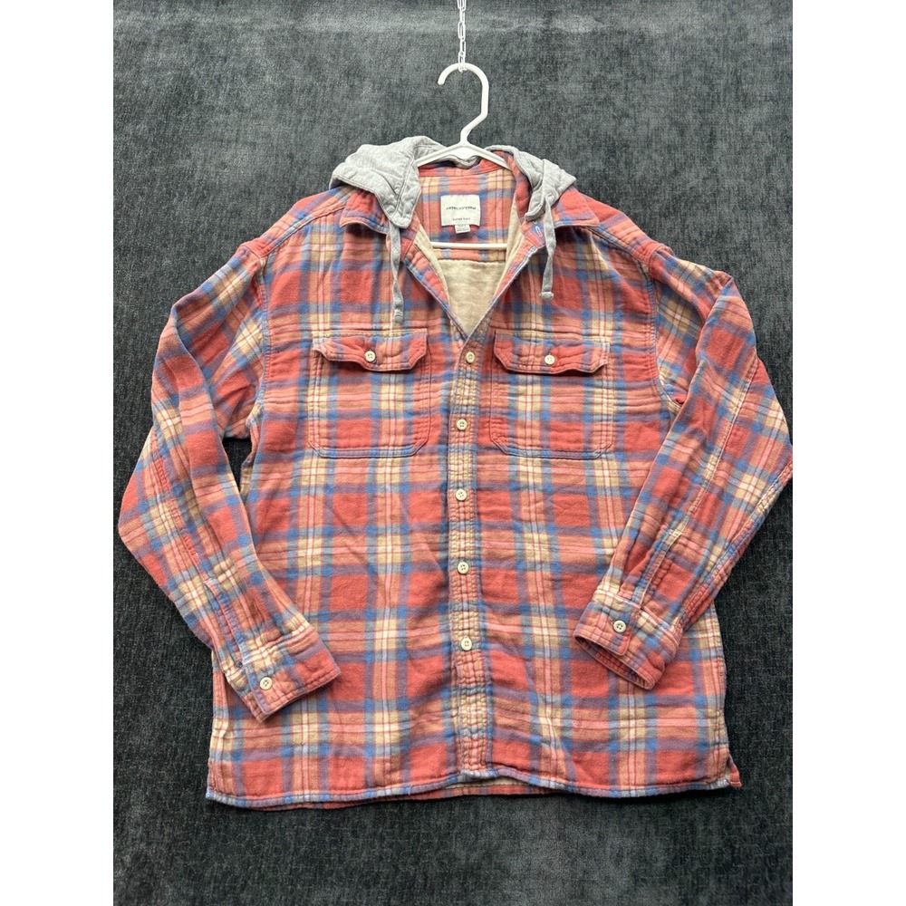 American Eagle Outfitters Super Soft Jacket Mens Medium Multicolor Plaid Hooded
